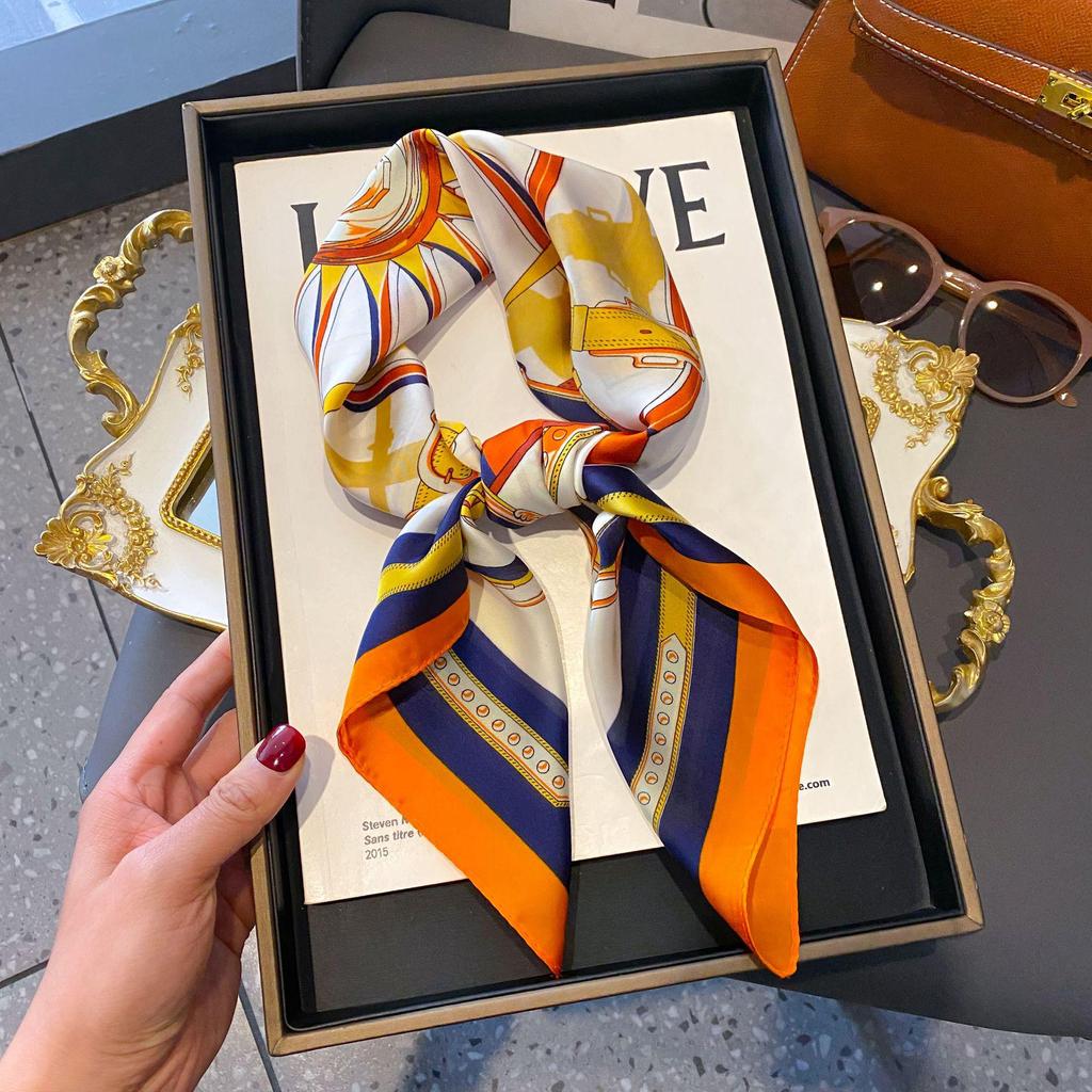 70cm Korean-Style Silk Square Scarf: Fashionable, Versatile Neck Protection and Decorative Accessory