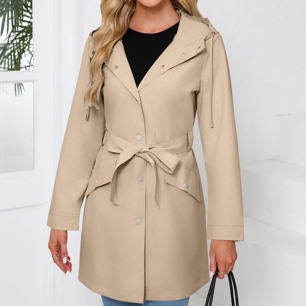 Женская модная однотонная спортивная водонепроницаемая ветровка с капюшоном и длинным рукавом, свободная повседневная ветрозащитная куртка