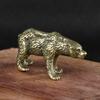 Antique Brass Bear Ornament Solid Copper Polar Bear Figurine Miniature Animals Model Tea Pet Desktop Crafts Home Decor