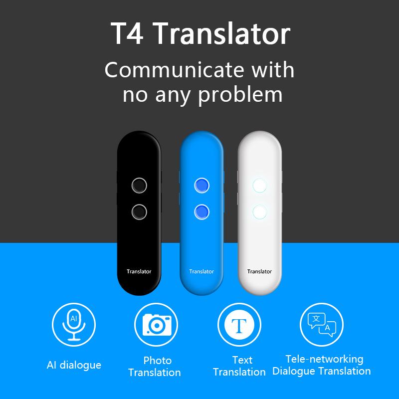 Карманный мгновенный многоцветный T4 умный Bluetooth голосовой переводчик: Портативный и многоязычный