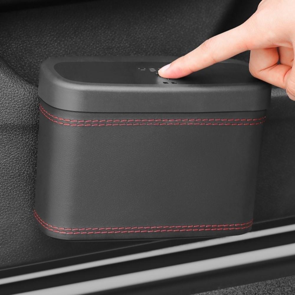 Waterproof Vehicle Trash Can PU Leather Hanging Storage Bin Car Press-down Storage Box  Car Storage
