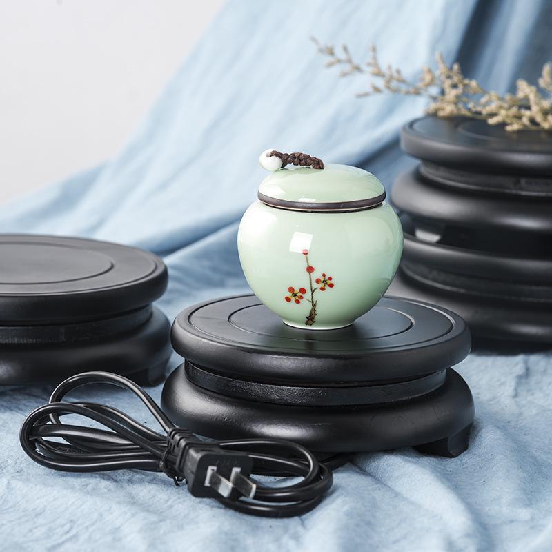 Automatic Rotating Wooden Base for Carved Treasures and Ornaments