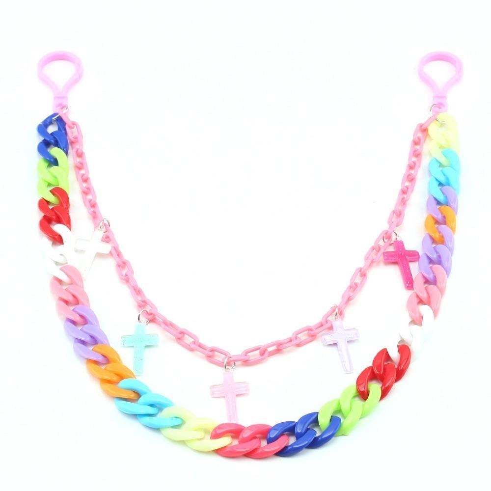Double Layer Heart Waist Chain Rainbow Cross Pants Chain Resin Star Belt Chain Trousers