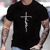 Men Cotton Retro Faith Print Summer T-shirt for Men Women  Loose Sports Tshirt