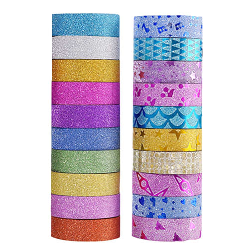 MYLCHBDJ Masking Tape Glitter Tape Cute Paper Tape Set Decorative Tape for DIY Scrapbooking Cards Gift Wrapping 15mm Width (Colorful) 20 Rolls 20 Colo