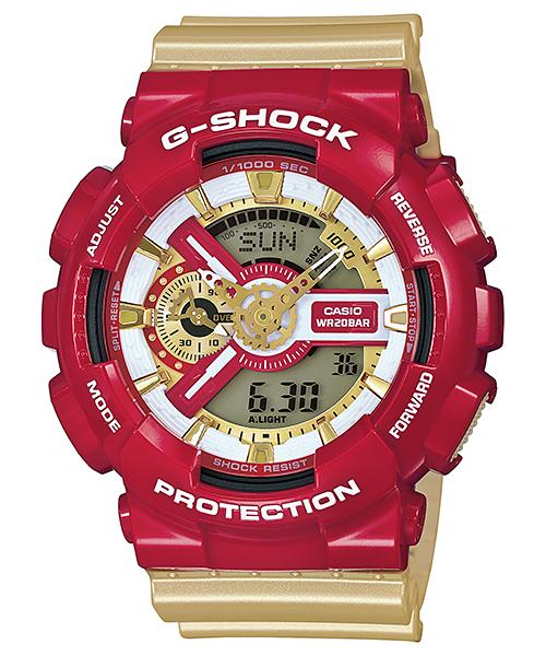 Casio Мужские кварцевые часы GA-110CS-4A из смолы, водостойкие 200 м, ударопрочные, цифровые