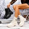 Женские зимние теплые меховые ботинки большого размера на толстой подошве, утепленные подкладкой, ботильоны, нескользящие походные спортивные хлопковые ботинки