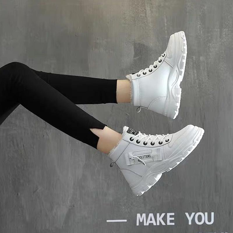 Женская зимняя обувь с высоким берцем, зимняя теплая женская обувь, студенческая спортивная обувь для отдыха, бархатная хлопковая обувь