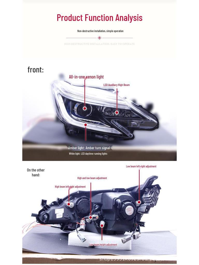 LED Headlight Assembly with Sequential Turn Signal for 13-19 Toyota Reiz, Japanese Version