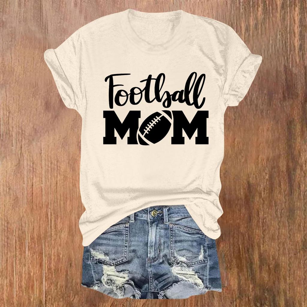 ФУТБОЛЬНАЯ МАМА, ПОЖАЛУЙСТА, КРИЧИТЕ, МАМА, САМАЯ БОЛЬШАЯ ФАНАТКА, женская повседневная модная футболка с коротким рукавом и круглым вырезом в стиле регби
