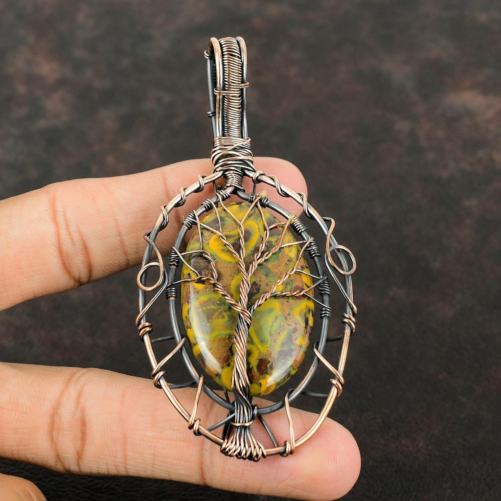 Tree Of Life Fruit Jasper Pendant Copper Wire Wrapped Gemstone Pendant Copper Jewelry For Gift Handmade Stylish Pendant Tree Of Life Jewelry