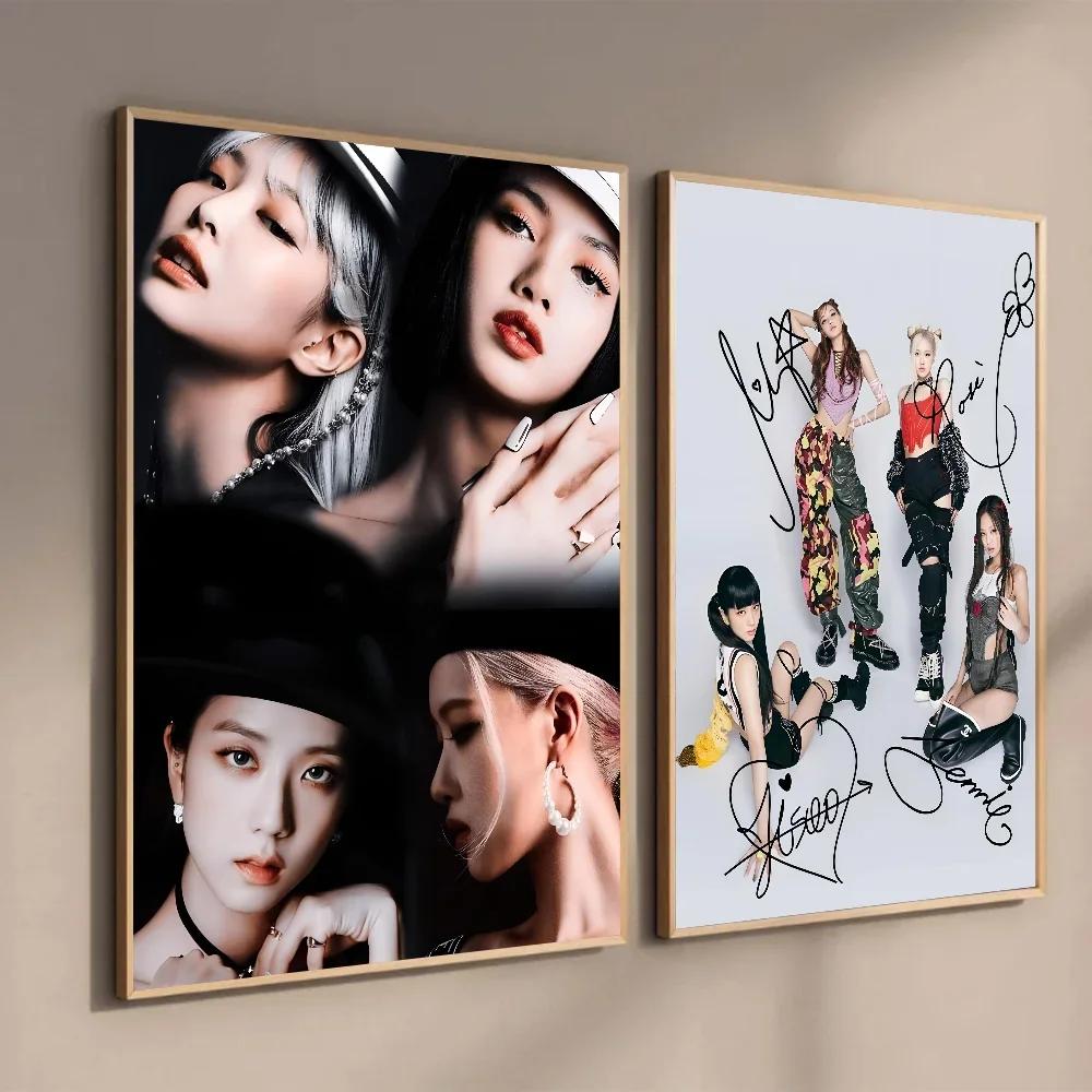 Girl Group Kpop B-Blackpink Canvas Painting Posters and Prints Wall Art Pictures for Living Room Decoration