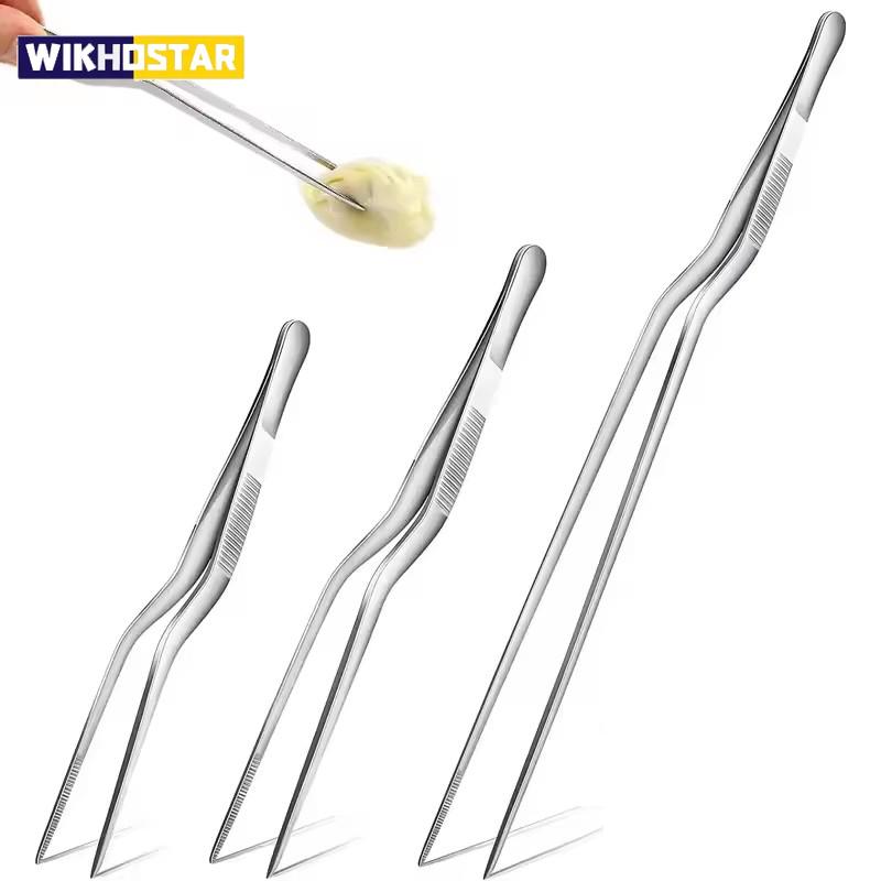 Kitchen Tweezer Utensil BBQ Tweezer Food Clip Kitchen Bar Chief Tong Stainless Steel Portable for Picnic Barbecue Cooking