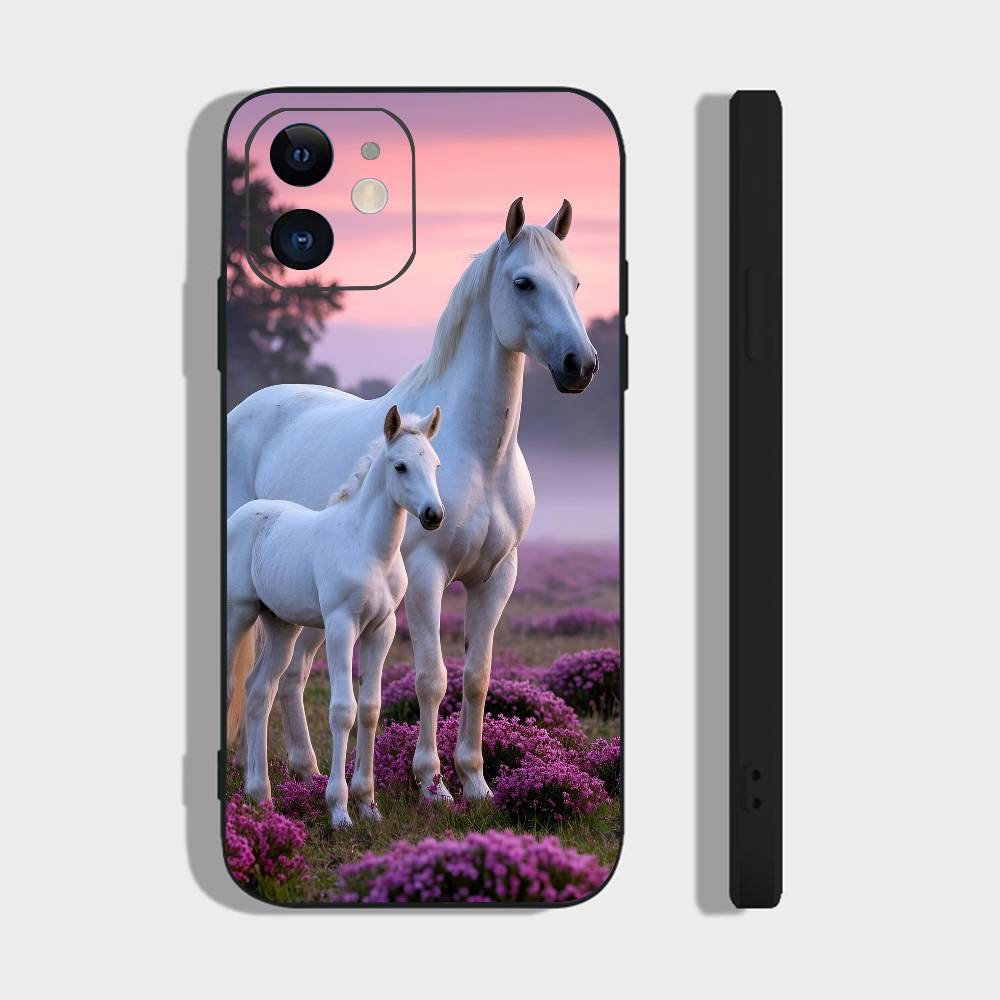 Животное Скачущая Лошадь Для IPhone 13,17,11,12,16,14,15,Plus,Pro Max Мягкий Силиконовый Черный Чехол Для Телефона