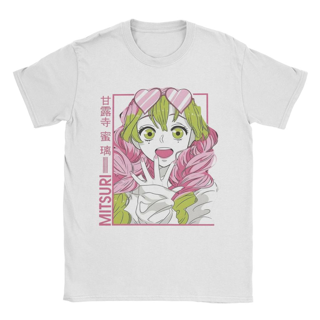 Mitsuri Kanroji Demon Slayer T-Shirts Men Love Hashira Awesome Pure Cotton Tees O Neck Short Sleeve T Shirt Clothes