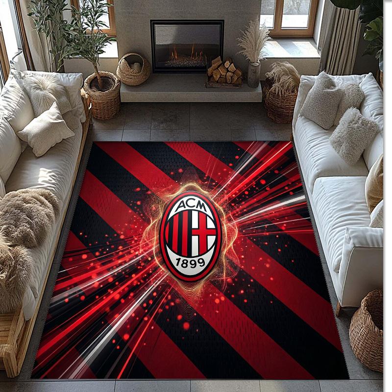 Фланелевый ковер с принтом AC Milan, нескользящий, мягкий, из полиэстера, для пола, декоративный коврик для спальни, гостиной, дивана, игровой комнаты, домашний декор