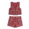 European and American style, wholesale women's clothing fashion versatile temperament decorative embroidered vest set 5770029