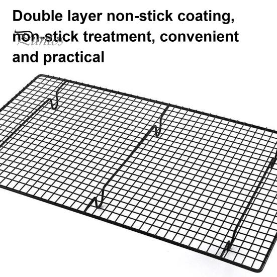 Охлаждающая стойка для выпечки 18x10 дюймов, охлаждающая стойка из углеродистой стали для тортов, печенья, барбекю, термостойкая и экономящая место, нескользящая решетчатая кухонная полка