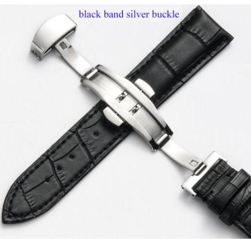 12 13 14 15 16 17 18 19 20 21 22 23 24 мм Ремешок для часов для женщин и мужчин, ремешки для наручных часов, кожаная застежка-бабочка с двойным нажатием