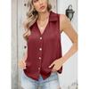 Женская однотонная шифоновая рубашка с V-образным вырезом, свободного кроя, без рукавов, жилет с застежкой на пуговицу-твист
