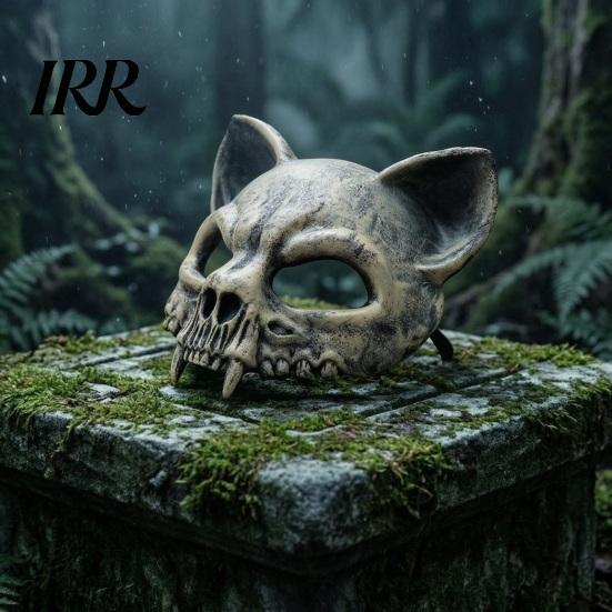 Transparent Vision Masque Animal Skull for Adults, Scary Cat Half Face Pressure Free Masque, Creepy Skeleton Halloween Party Accessory Cosplay,