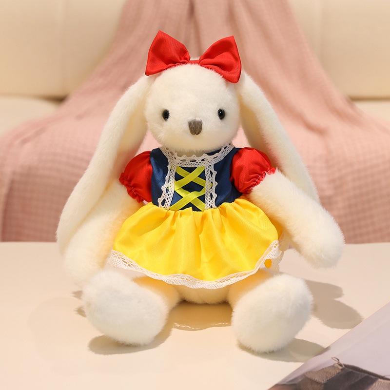 Милая сладкая юбка с цветами, плюшевая игрушка-кролик, одевающая маленькую куклу-белого кролика, девочка, успокаивающая тряпичная кукла