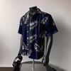 American Retro Summer Ice Silk Vintage Seaside Hong Kong Style Short-Sleeved Shirt Men'S Loose Casual Beach Trendy Shirt
