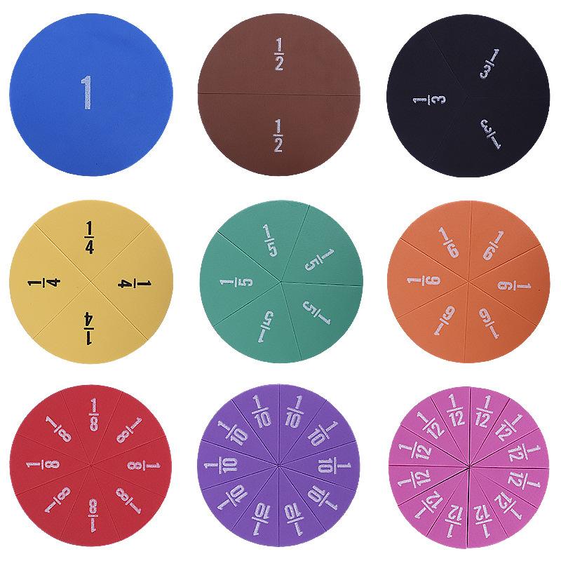 Соединительные дробные круги Манипуляции с дробями Радужный круг Математические игры с дробями Математическая игрушка Монтессори для детей