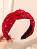 1Pcs Red Bow Velvet Knotted Headbands for Women Wide Turban Yoga Exercise Ribbing Head Wraps Hair Band Accessories for Thin Hair
