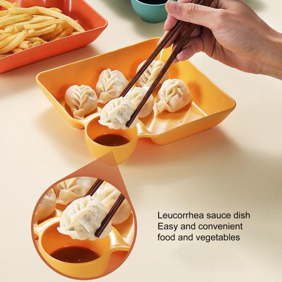 Штабелируемая тарелка с отделениями для соуса, гладкие края, антипригарная, легко моется, тарелка для суши, салата, пельменей для столовой