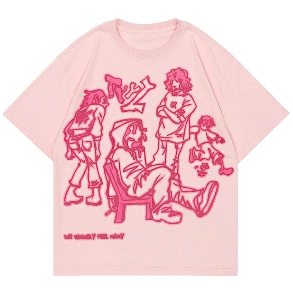 Винтажная оверсайз футболка с графическим принтом в стиле Y2K; Унисекс Streetwear ; Унисекс футболка в мужском и женском стиле