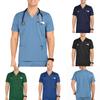 Workwear Men's V-Neck Scrub Tops Mans Clothes Solid Color