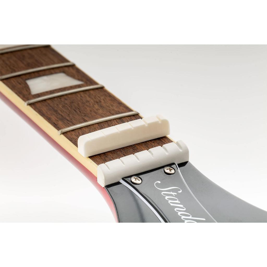 Musiclily 43mm String Groove Beef Bone Nut G Type Flat Bottom for LP Les Paul SG Electric (Bone Nut) Guitar, 43x6x8.5mm (2 pieces)