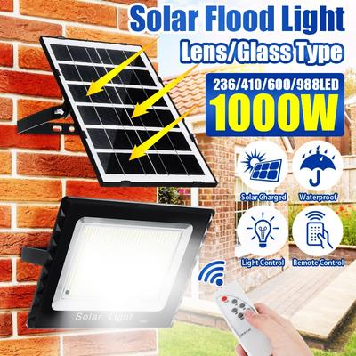 Солнечный светодиодный прожектор / настенный светильник 335LED/410LED/ 600LED/988LED, водонепроницаемый IP67, для наружного освещения сада и ландшафта, с дистанционным управлением