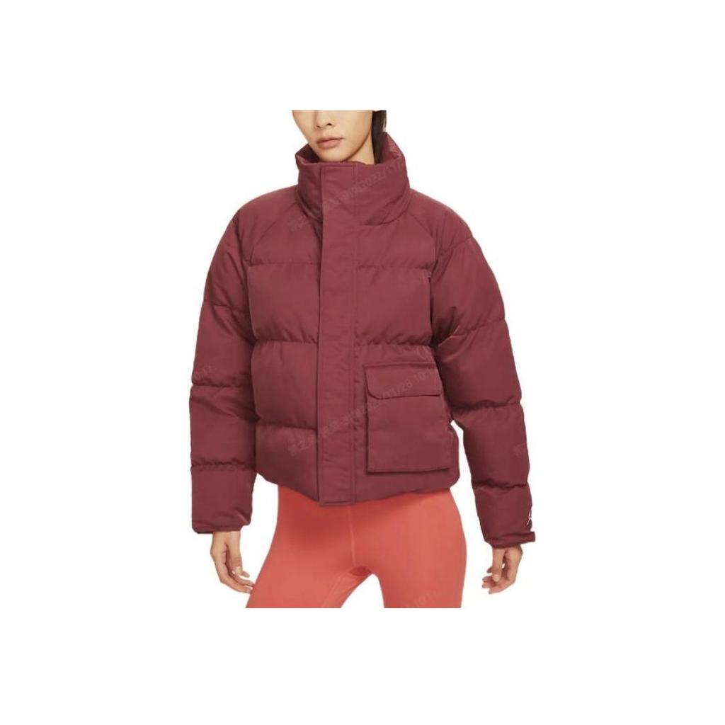 Jordan Flight Logo Embroidered Zip Cotton Jacket Women Jacket Cherry-Wood-Red DR0547-645