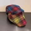 Retro Check Pattern Flat Cap For Casual Fall And Winter Wear