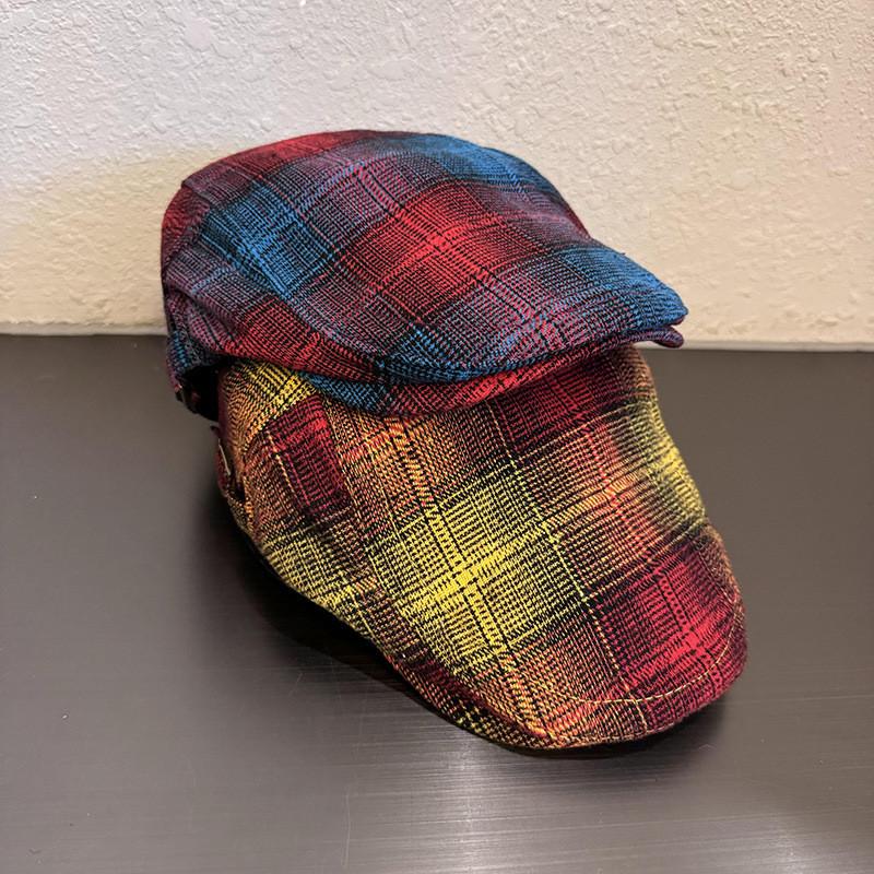 Retro Check Pattern Flat Cap For Casual Fall And Winter Wear