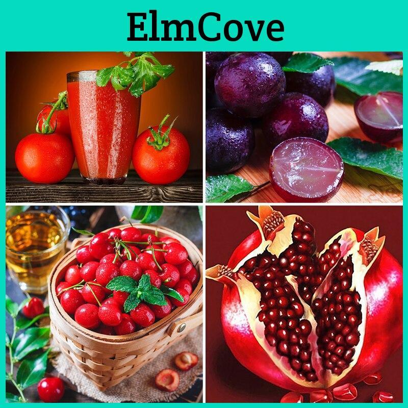 Fruit Embroidery 5d Diamond Diy Orange Cherry Scenery Diamond Painting Landscape Full Round Rhinestones Kitchen Decor