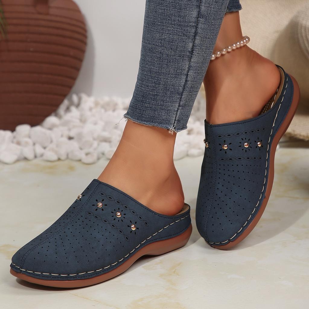 Lightweight Wedge Heel Mules Slippers Women Summer Hollow Out Slides Shoes Woman Plus Size Thick Sole Outdoor Sandals Female