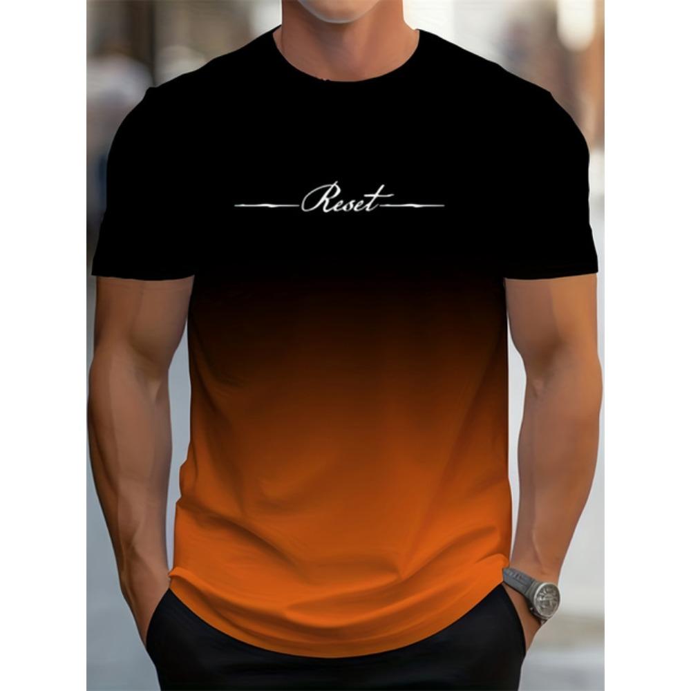 Футболка мужская в стиле градиента «сброс» с графическим принтом в виде букв, мужская удобная шикарная футболка с коротким рукавом, быстросохнущая, свободного покроя, верхняя часть