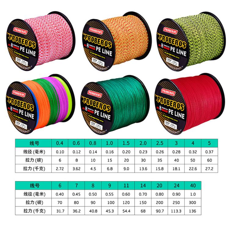 Proberos rainbow Saltwater Fishing Gear for Sale 8 Strands300M PE Braided Fishing Line