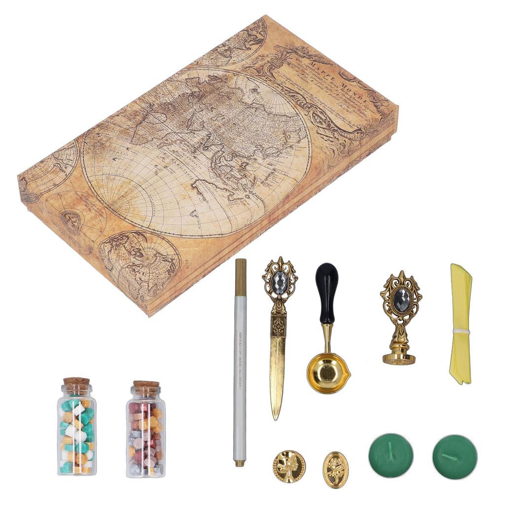 Набор восковых штампов в европейском стиле в стиле ретро, конверты для ручной работы, набор для запечатывания воска огнестойкой краской, подарок 