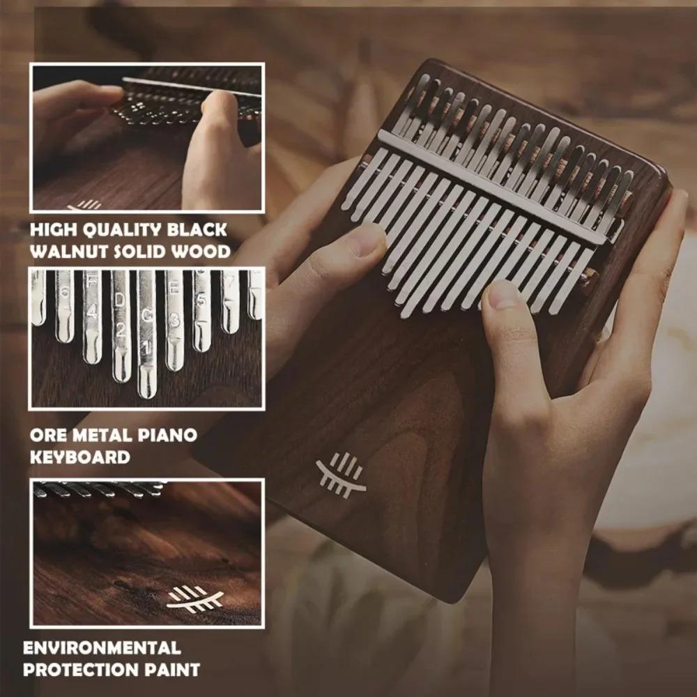 Black Walnut Kalimbas Keyboard Instruments Portable Thumb Piano Beautiful Gift Learning Leisure and Entertainment Fingers Piano