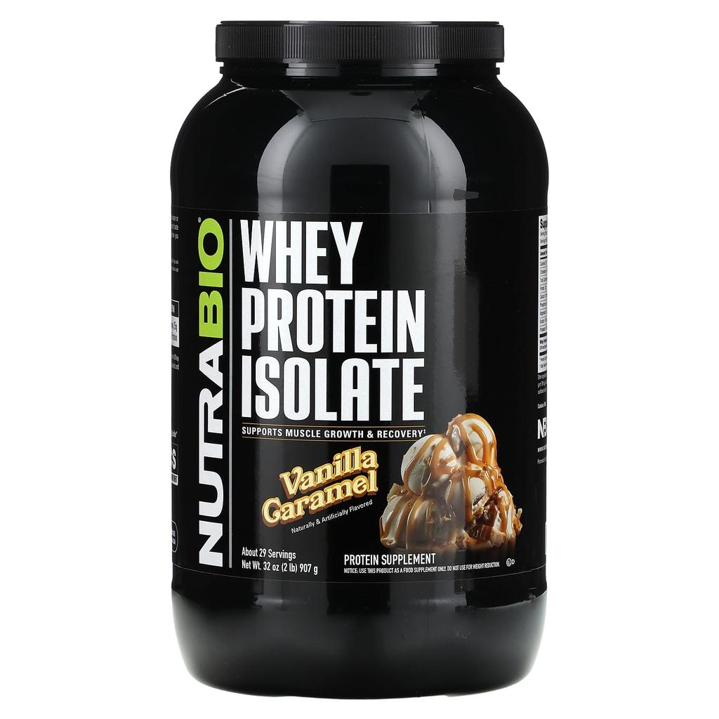 NutraBio Whey Protein Isolate, Vanilla Caramel, 907 G (2 Lb)