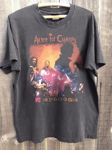 New ALICE IN CHAINS Shirt MTV Unplugged Unisex Charcoal Tshirt Size S5XL Unisex T-Shirt