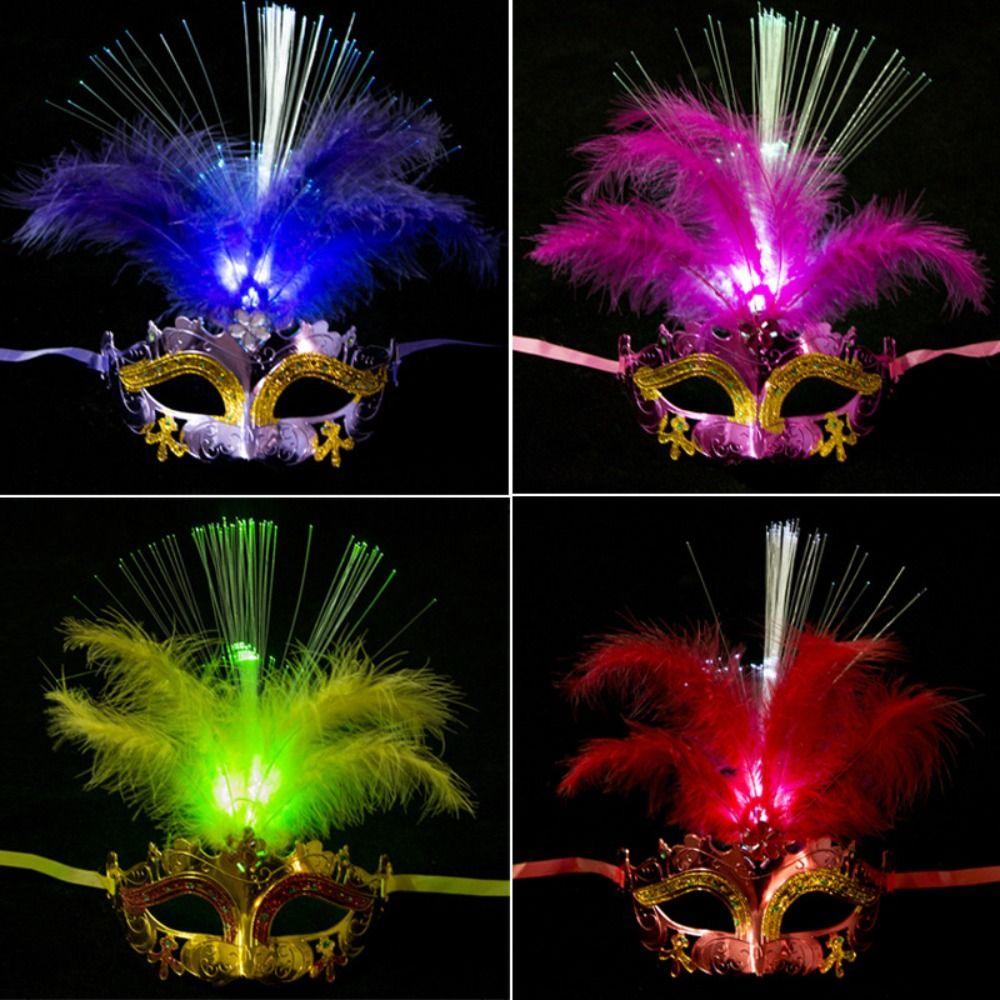 Party Supplies Feather Butterfly Mask Light Up Venice Masquerade Masks LED Glowing Mask Gift