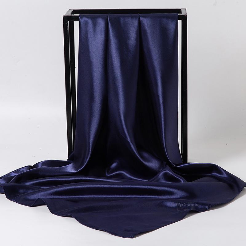 Элегантный квадратный шарф из атласного шелка для женщин - 90x90 см Монохромный аксессуар для весны и осени