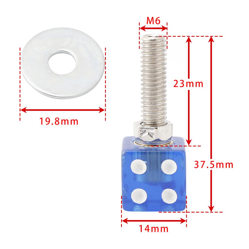 2x Болт-винт для номерного знака Custom DICE Синий пластик Мотоцикл Чоппер Боббер