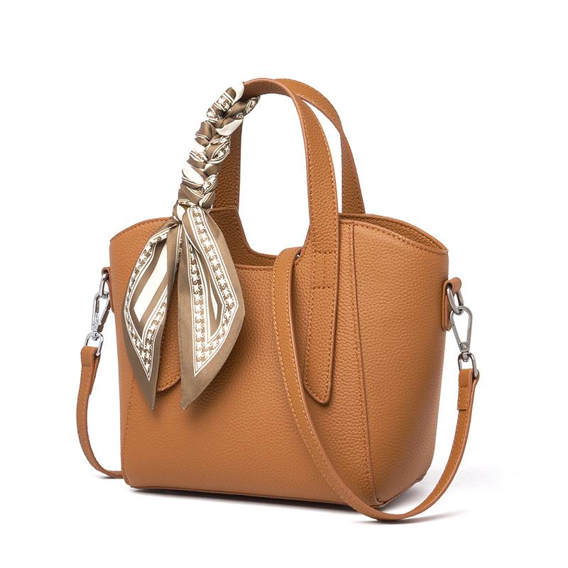 Leather Women's Bag, Solid Color, Fashionable, Commuting, High-end Feel, Casual Tote Bag, Large-capacity Handbag