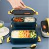 Stainless Steel Portable Insulated Lunch Box Sealed Design Food Snacks Box  School